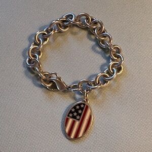 Tiffany & Co. Silver Bracelet with Flag Charm